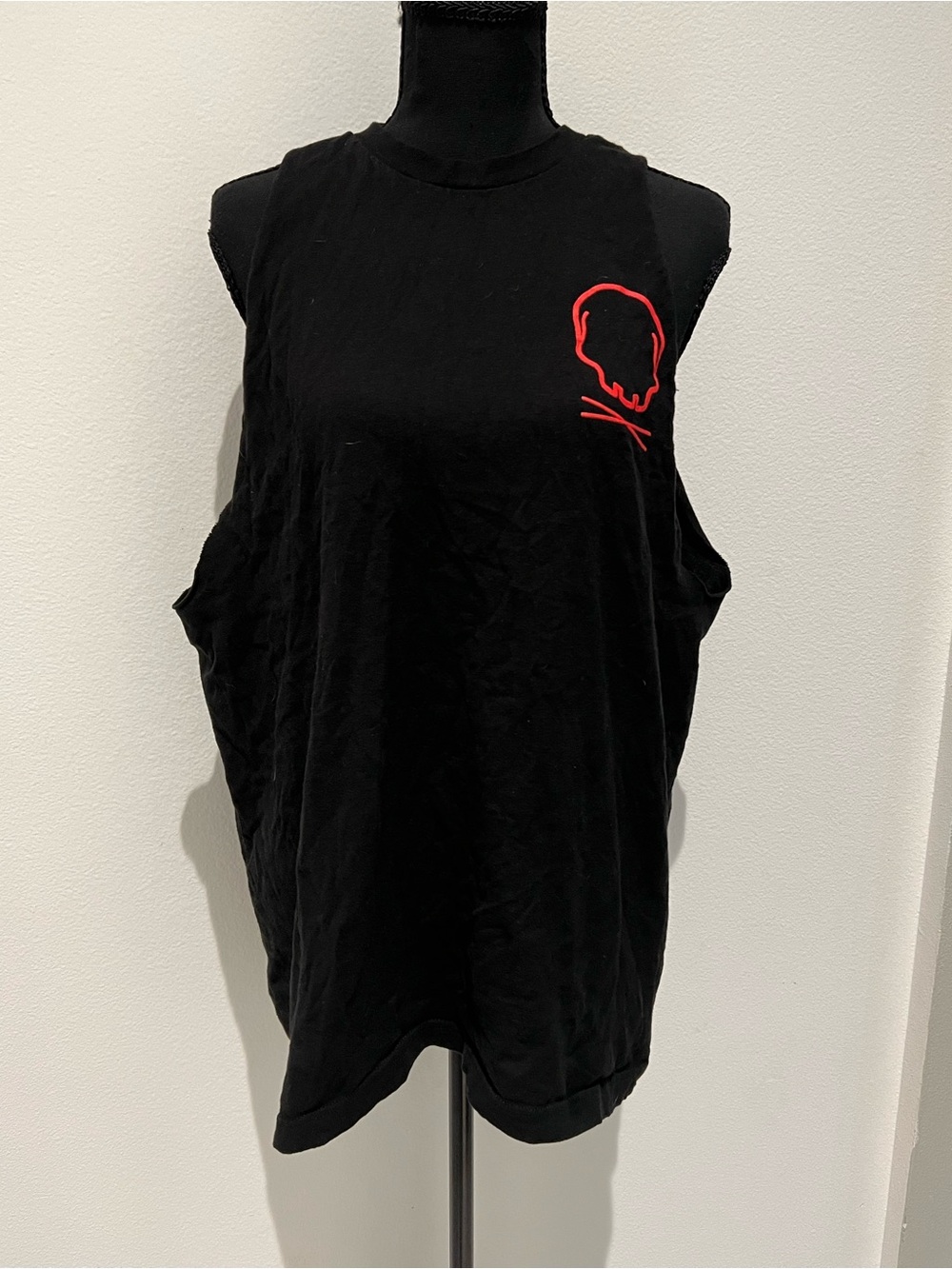 Black Muscle Tank with Red Skull Graphic - The Drive Clothing